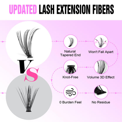 Pawotence Lash Extension Kit DIY 280pcs Lash Clusters Eyelash Extension Kit, 9-16mm 30D 40D Individual Lashes Kit with Lash Bond and Seal, Lash Tweezers for Self Use (30D&40D, 0.07D, 9-16mm, Kit)