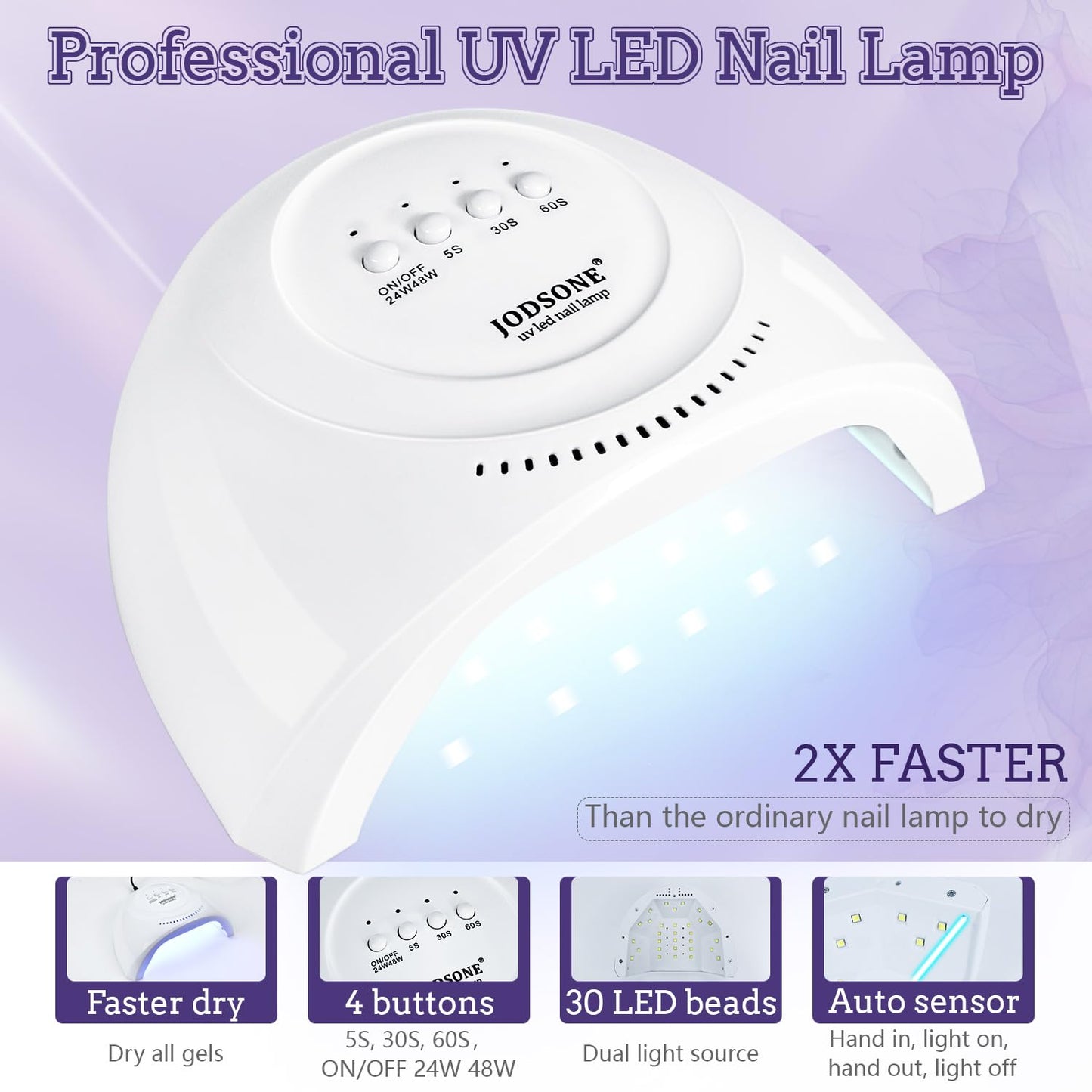 JODSONE 32 Color Gel Nail Kit w/ UV Light & 3 Top Coats | Gift Set