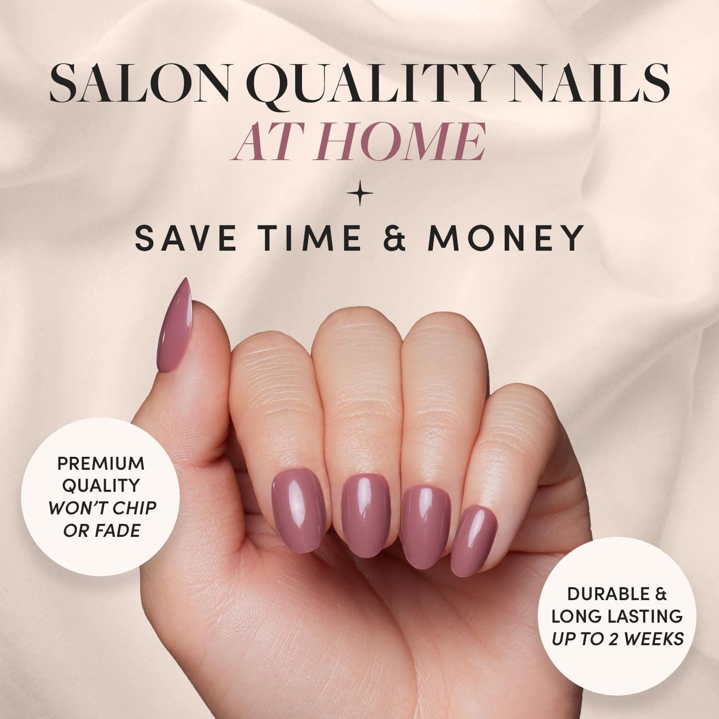 Glamnetic Fall Mauve Press On Nails | Short Oval Salon Quality