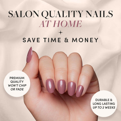 Glamnetic Fall Mauve Press On Nails | Short Oval Salon Quality