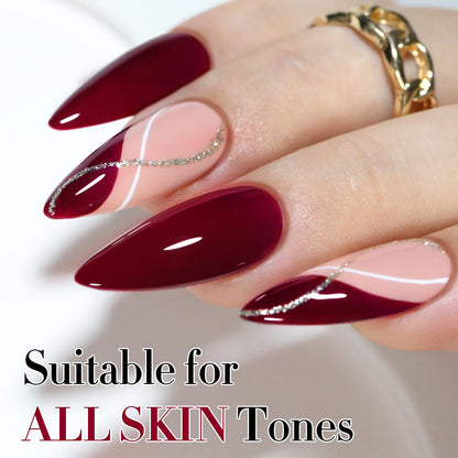 Burgundy 15ML Soak Off Gel Nail Polish - Sheer Finish, 28-Day Wear