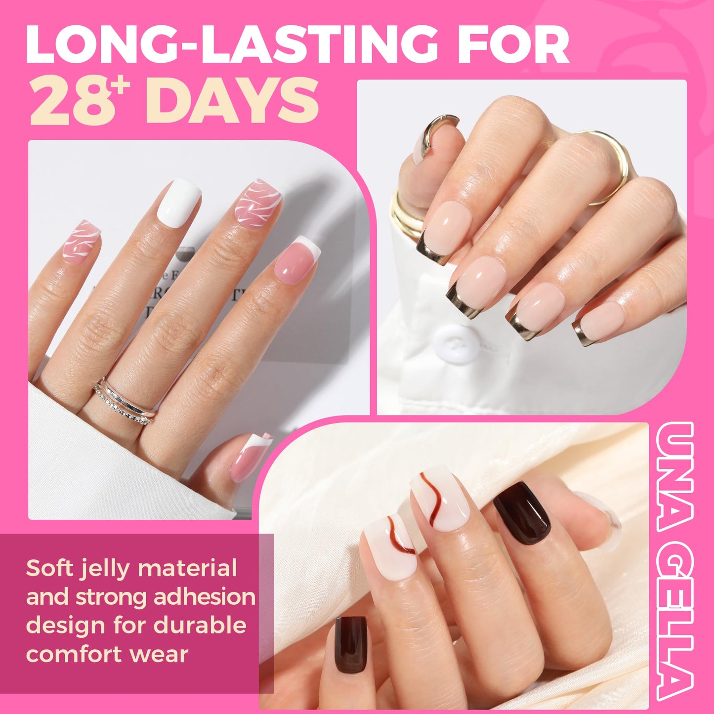 UNA GELLA Solid Gel Nail Glue (40ml) - Strong, Soak-Off Glue for Acrylic, Press-On & Gelly Tips - Lamp Curing Needed