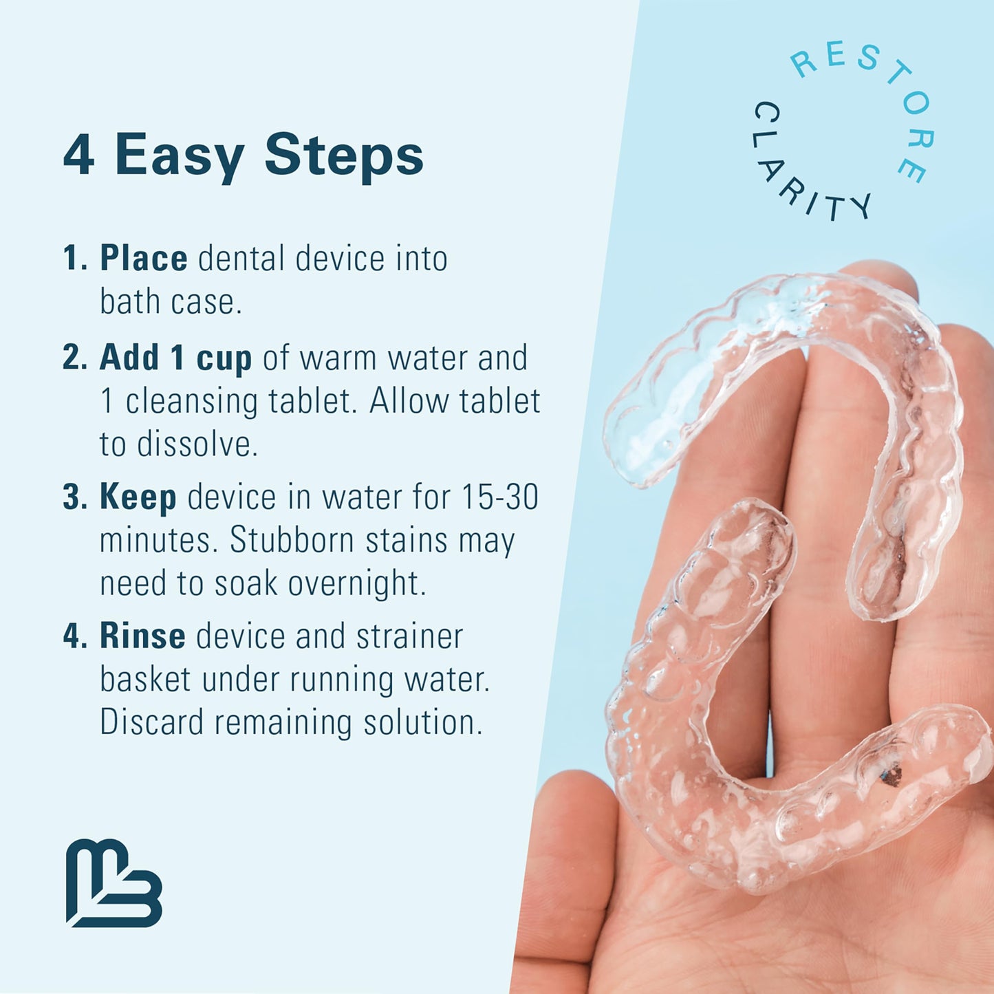 M3 Naturals Extra Strength Retainer & Invisalign Cleaner Tablets - Removes Odor, Stains, Plaque (120 Count)