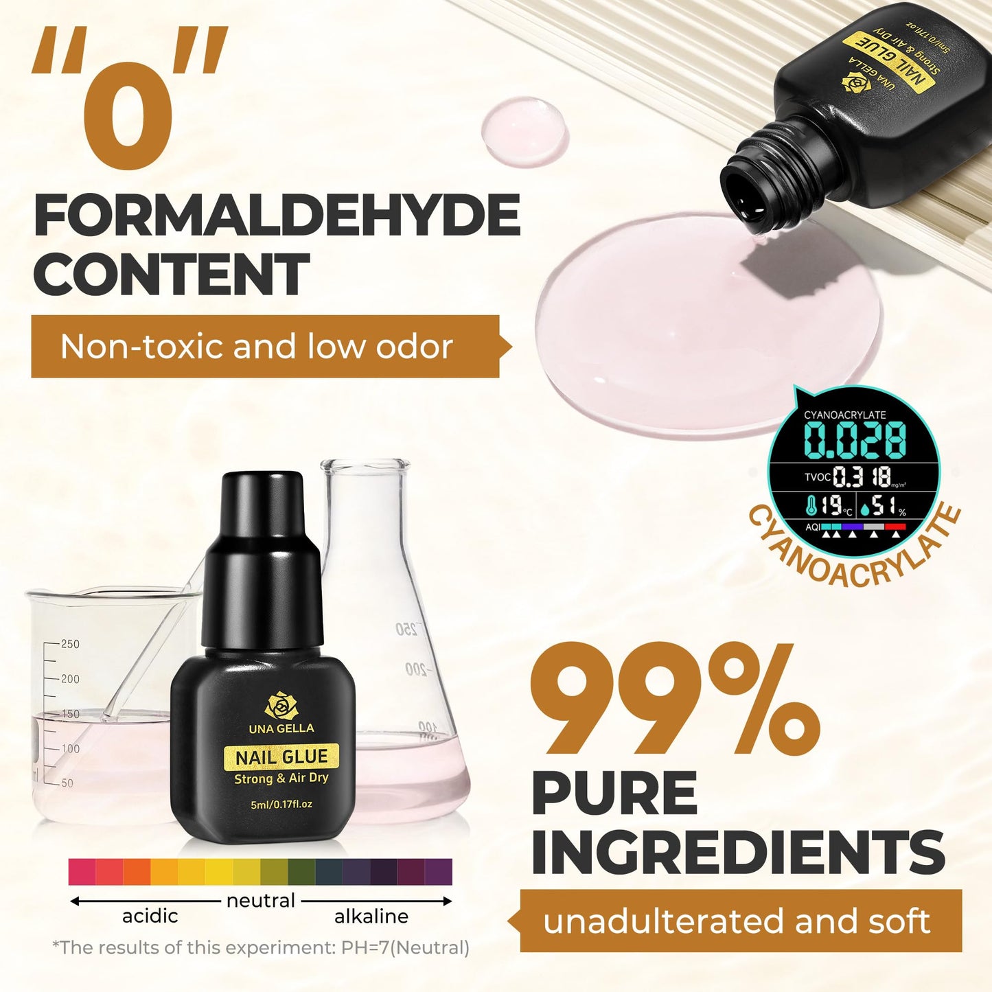 UNA GELLA Solid Gel Nail Glue (40ml) - Strong, Soak-Off Glue for Acrylic, Press-On & Gelly Tips - Lamp Curing Needed