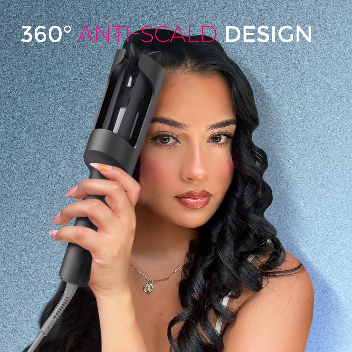 TYMO CURLPRO Automatic Rotating Curling Iron - Beach Waves, Anti-Scald Iron: 72H Beach Waves with Ions