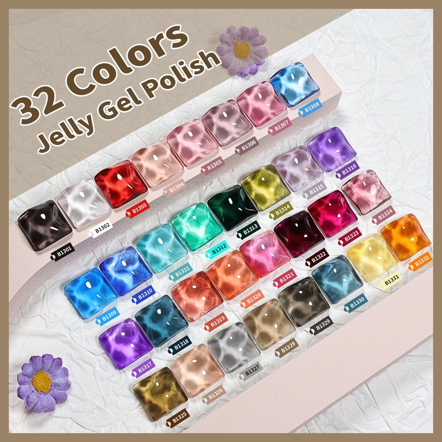 JODSONE 36 Pcs Gel Polish Kit: 32 Colors, Base & Top Coats | Gift Set