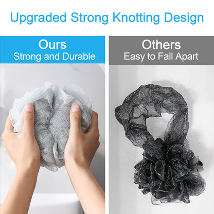 AmazerBath Loofah Sponge 75g/Piece, Exfoliating Bath Sponge Body Scrubber - Loofa Set of 4 Flower Color (Large, Green-Purple)