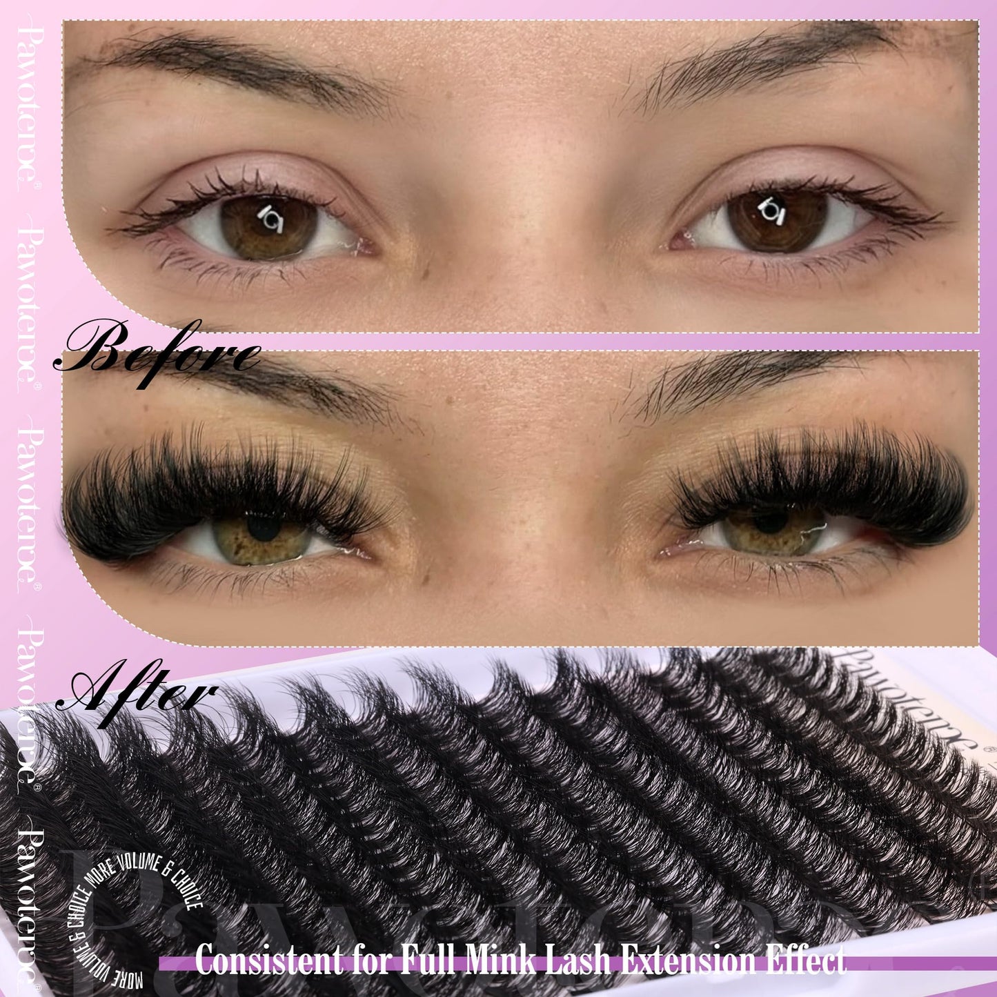 Pawotence Lash Extension Kit DIY 280pcs Lash Clusters Eyelash Extension Kit, 9-16mm 30D 40D Individual Lashes Kit with Lash Bond and Seal, Lash Tweezers for Self Use (30D&40D, 0.07D, 9-16mm, Kit)