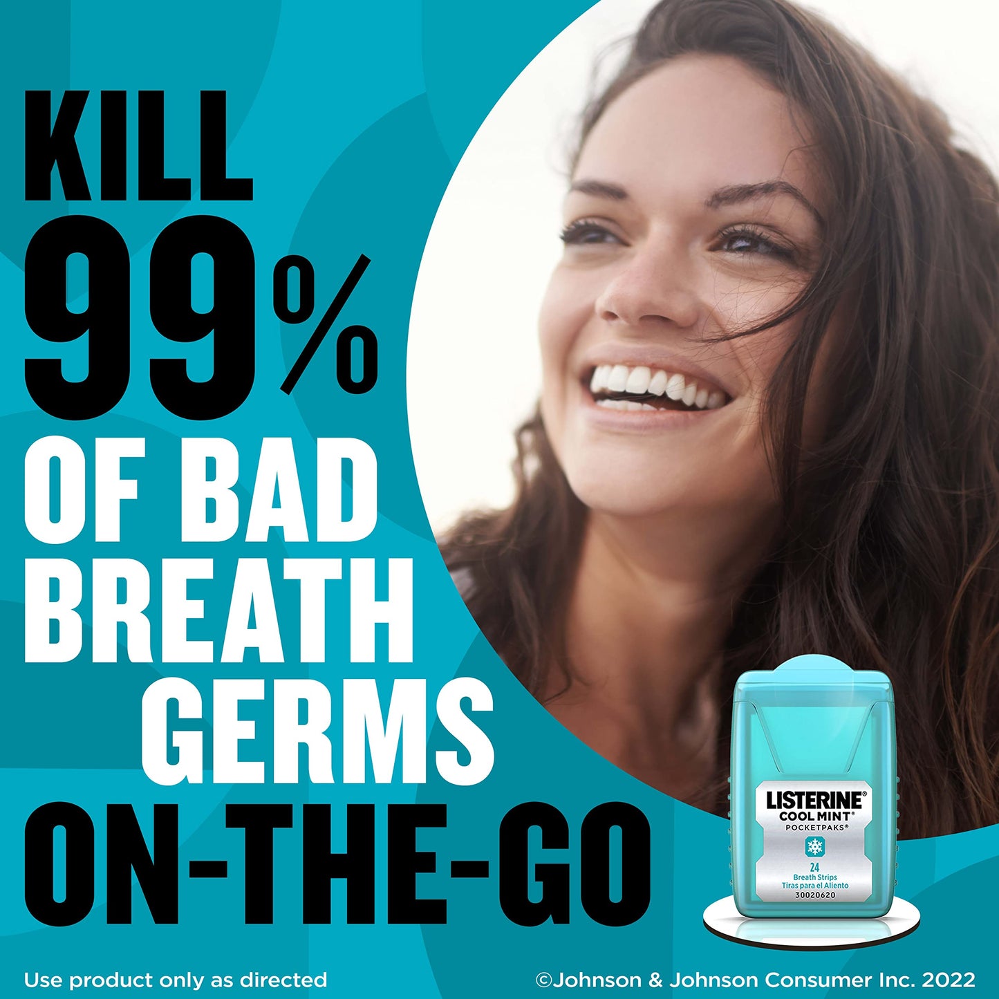 Listerine PocketPaks Cool Mint Breath Strips - Kills 99% of Bad Breath Germs