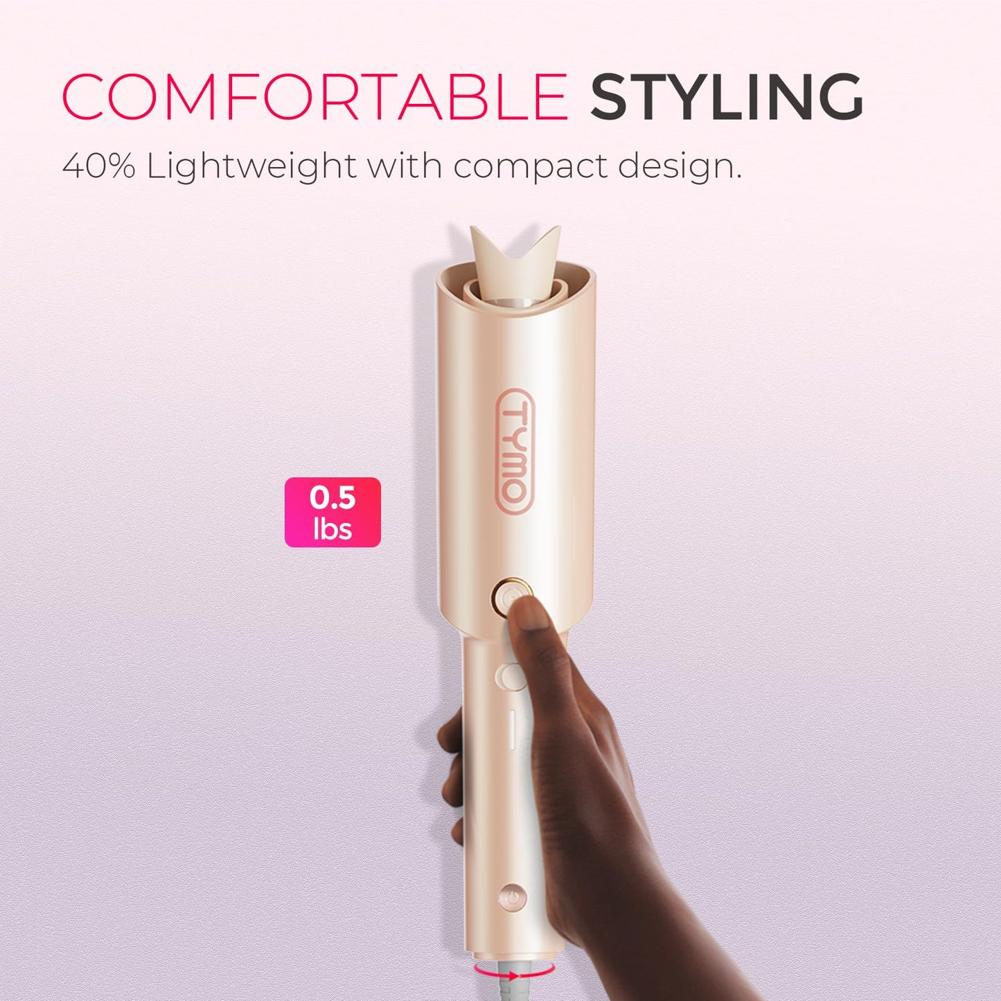TYMO CURLPRO Automatic Rotating Curling Iron - Beach Waves, Anti-Scald Iron: 72H Beach Waves with Ions