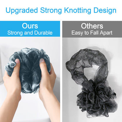 AmazerBath Loofah Sponge 75g/Piece, Exfoliating Bath Sponge Body Scrubber - Loofa Set of 4 Flower Color (Large, Green-Purple)