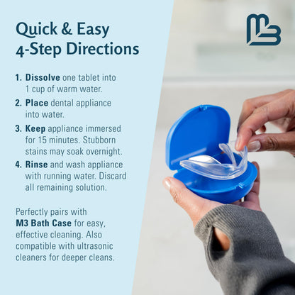 M3 Naturals Extra Strength Retainer & Invisalign Cleaner Tablets - Removes Odor, Stains, Plaque (120 Count)