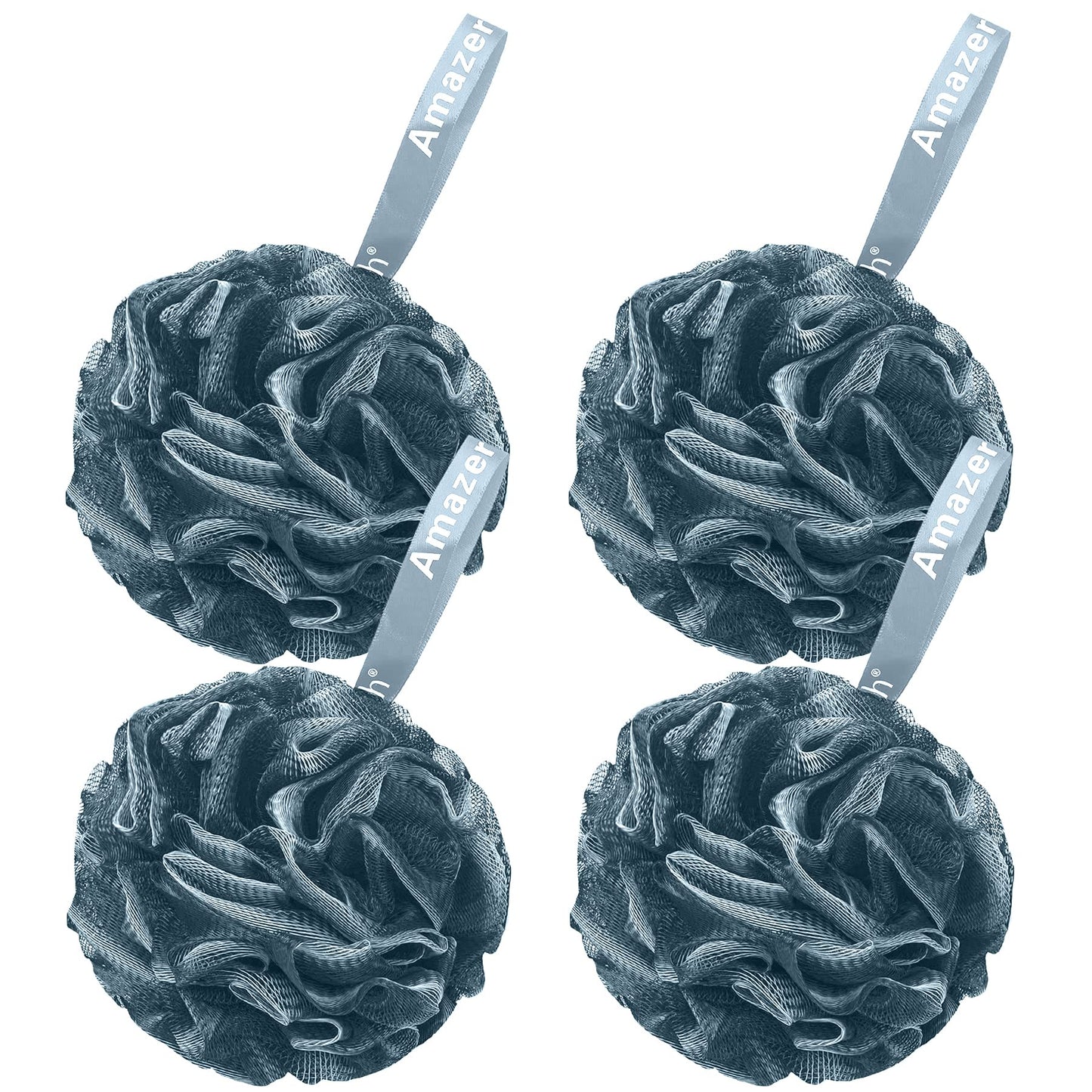 AmazerBath Loofah Sponge 75g/Piece, Exfoliating Bath Sponge Body Scrubber - Loofa Set of 4 Flower Color (Large, Green-Purple)