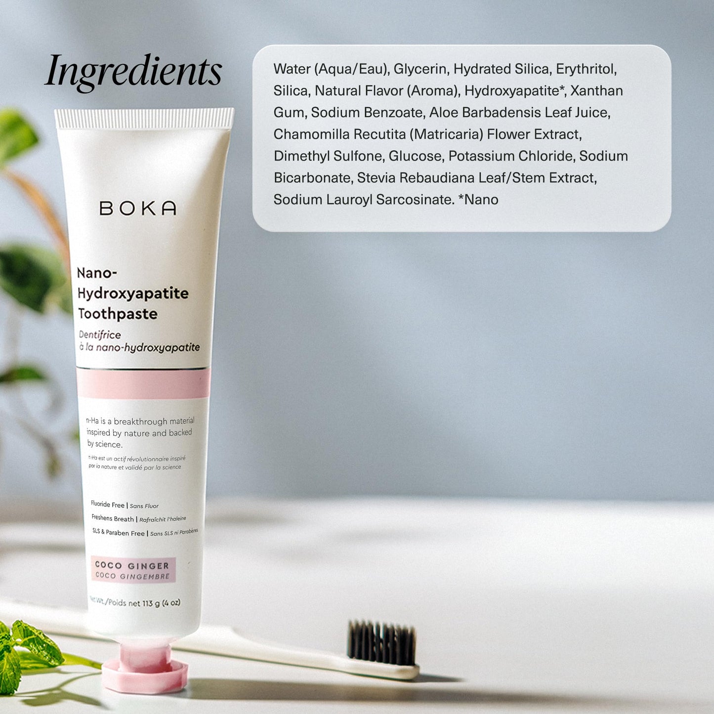 Boka Fluoride-Free Toothpaste with Nano Hydroxyapatite (n-Ha) - Sensitive Teeth, Ela Mint