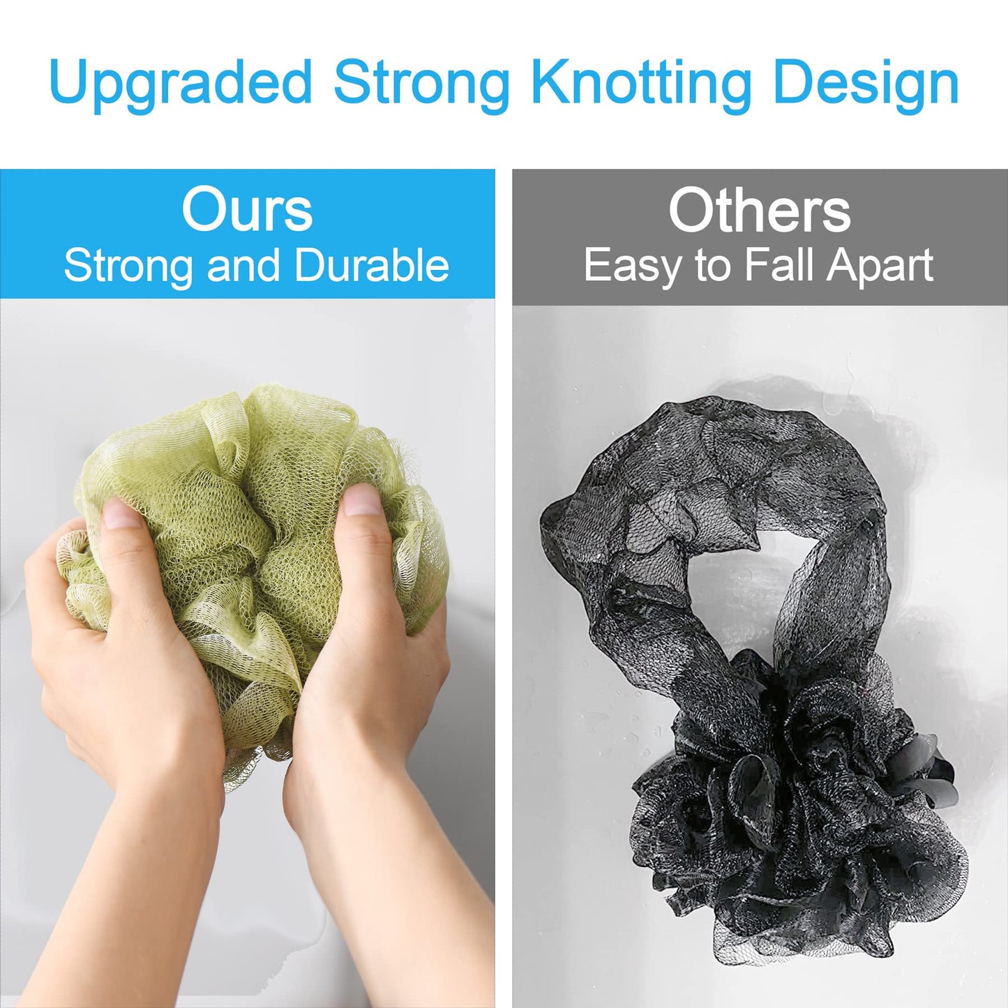 AmazerBath Loofah Sponge 75g/Piece, Exfoliating Bath Sponge Body Scrubber - Loofa Set of 4 Flower Color (Large, Green-Purple)