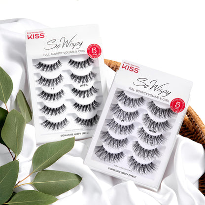 KISS So Wispy, False Eyelashes, 'Style #11', 12mm, Includes 5 Pairs Of Lashes, Easy to Apply, Reusable Lash Clusters