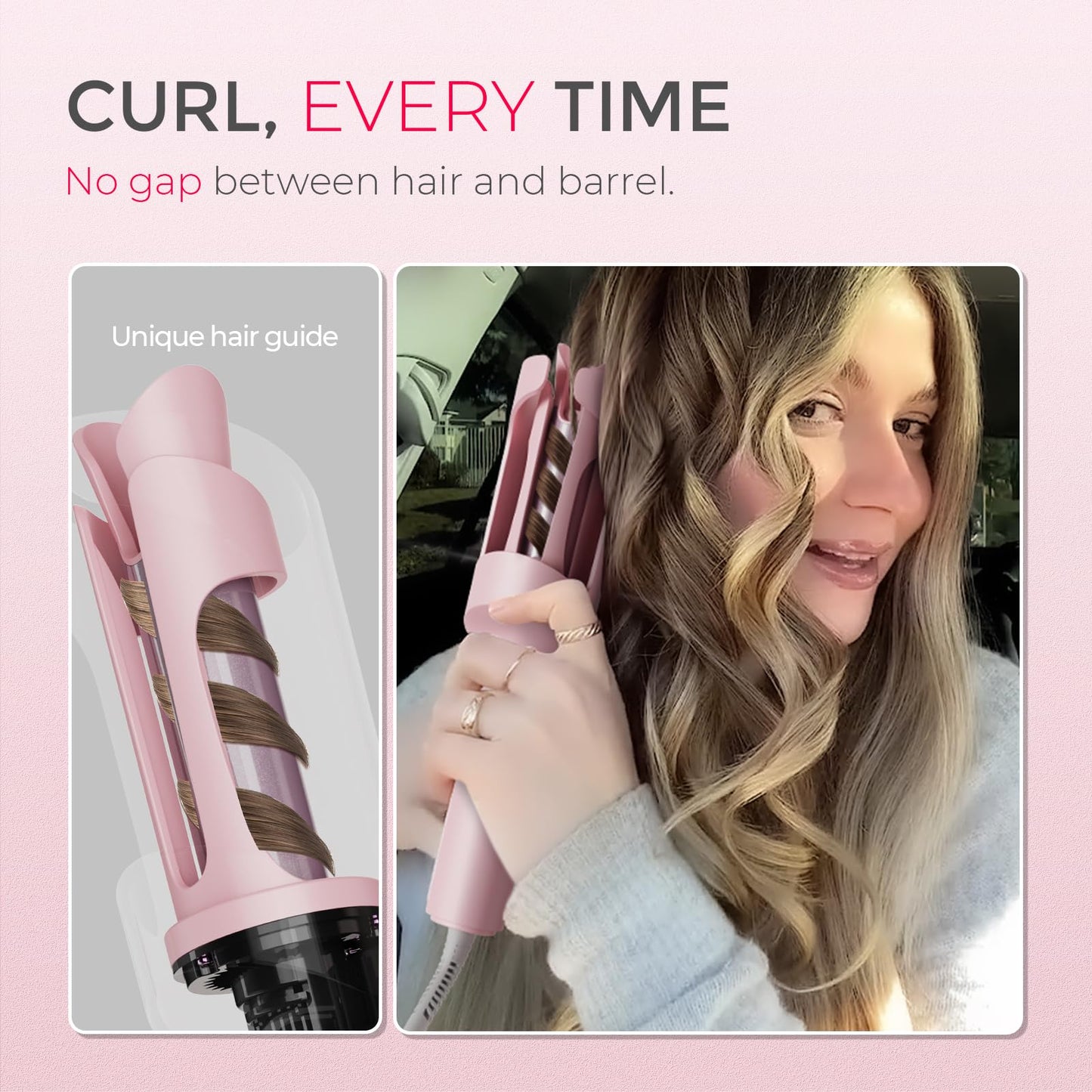 TYMO CURLPRO Automatic Rotating Curling Iron - Beach Waves, Anti-Scald Iron: 72H Beach Waves with Ions
