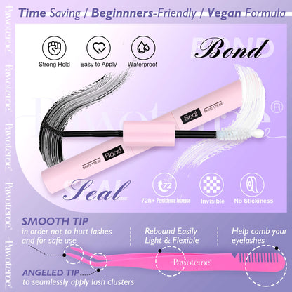 Pawotence Lash Extension Kit DIY 280pcs Lash Clusters Eyelash Extension Kit, 9-16mm 30D 40D Individual Lashes Kit with Lash Bond and Seal, Lash Tweezers for Self Use (30D&40D, 0.07D, 9-16mm, Kit)