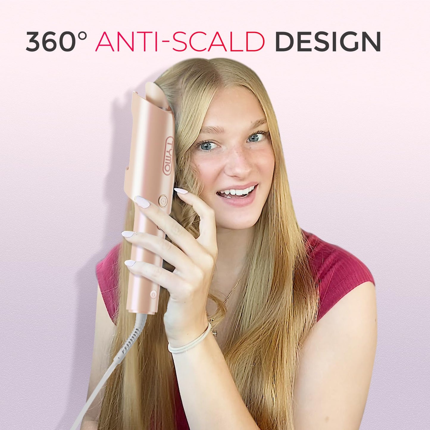 TYMO CURLPRO Automatic Rotating Curling Iron - Beach Waves, Anti-Scald Iron: 72H Beach Waves with Ions