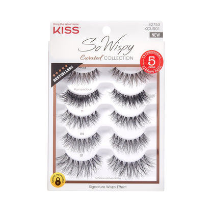 KISS So Wispy, False Eyelashes, 'Style #11', 12mm, Includes 5 Pairs Of Lashes, Easy to Apply, Reusable Lash Clusters