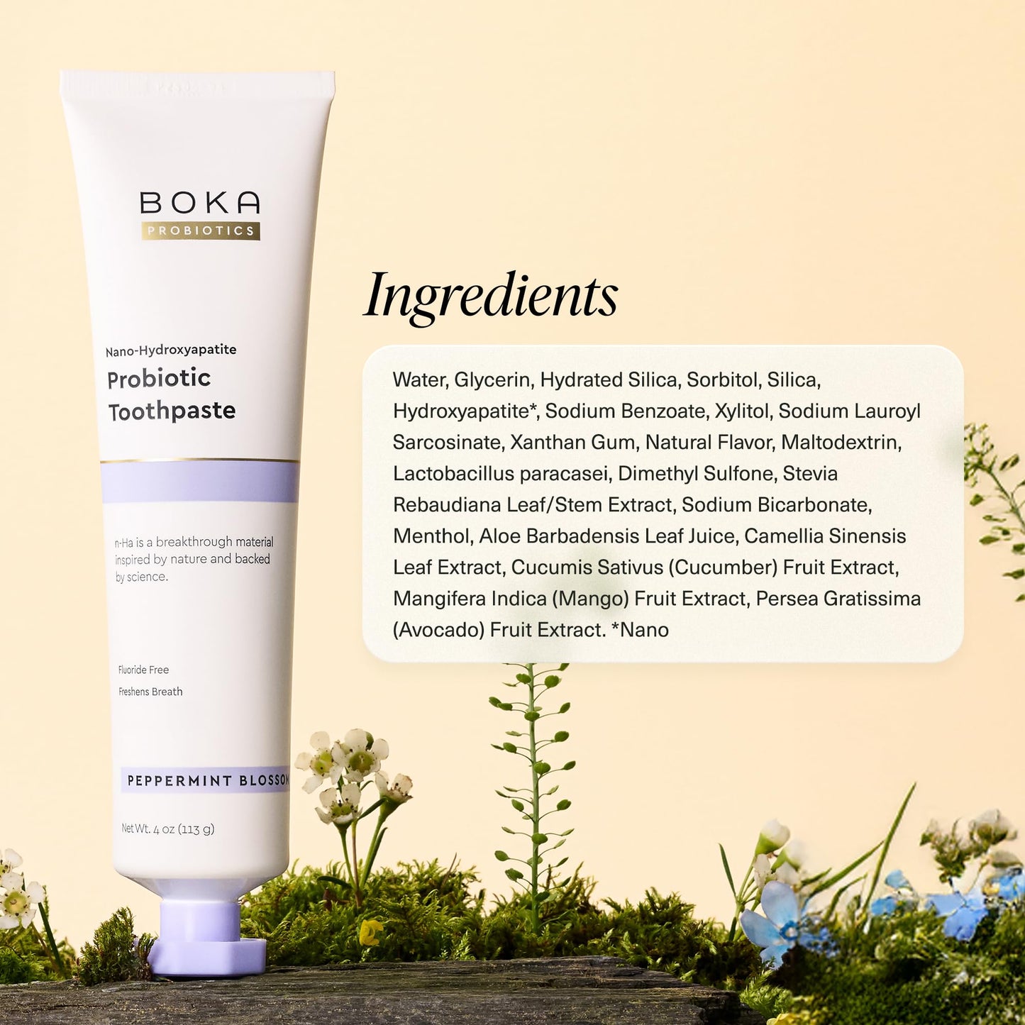 Boka Fluoride-Free Toothpaste with Nano Hydroxyapatite (n-Ha) - Sensitive Teeth, Ela Mint