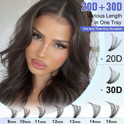 Pawotence Lash Extension Kit DIY 280pcs Lash Clusters Eyelash Extension Kit, 9-16mm 30D 40D Individual Lashes Kit with Lash Bond and Seal, Lash Tweezers for Self Use (30D&40D, 0.07D, 9-16mm, Kit)