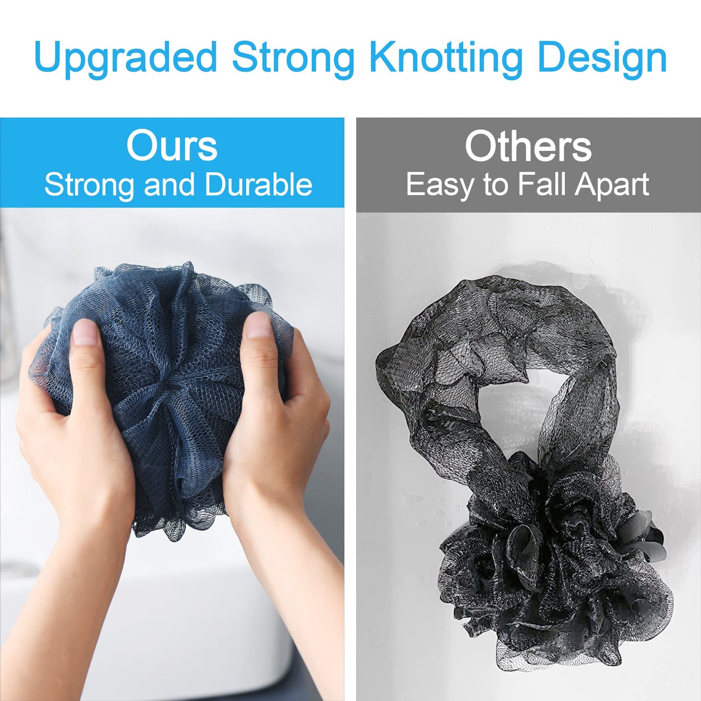 AmazerBath Loofah Sponge 75g/Piece, Exfoliating Bath Sponge Body Scrubber - Loofa Set of 4 Flower Color (Large, Green-Purple)