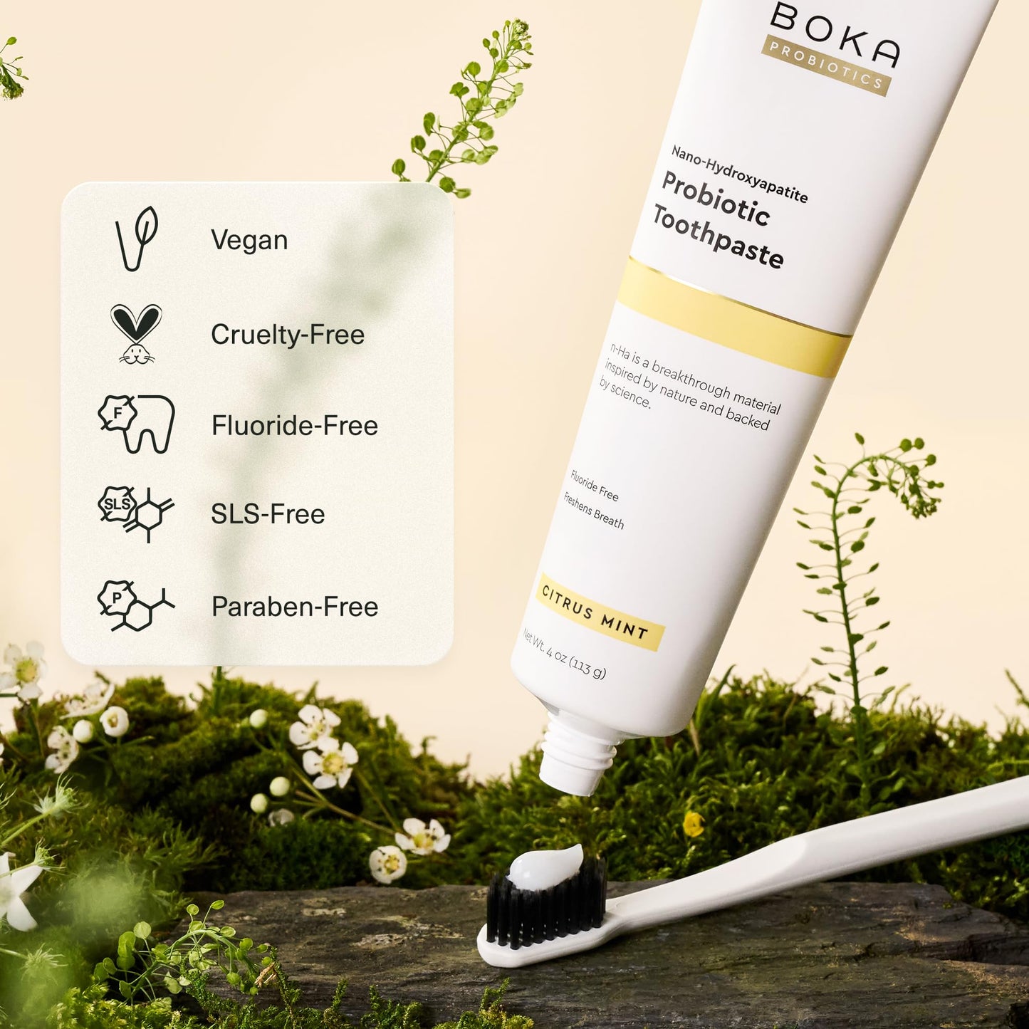 Boka Fluoride-Free Toothpaste with Nano Hydroxyapatite (n-Ha) - Sensitive Teeth, Ela Mint