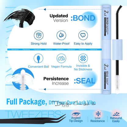 Pawotence Lash Extension Kit DIY 280pcs Lash Clusters Eyelash Extension Kit, 9-16mm 30D 40D Individual Lashes Kit with Lash Bond and Seal, Lash Tweezers for Self Use (30D&40D, 0.07D, 9-16mm, Kit)