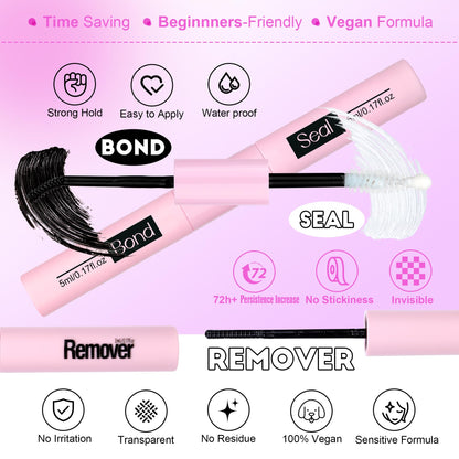 Pawotence Lash Extension Kit DIY 280pcs Lash Clusters Eyelash Extension Kit, 9-16mm 30D 40D Individual Lashes Kit with Lash Bond and Seal, Lash Tweezers for Self Use (30D&40D, 0.07D, 9-16mm, Kit)