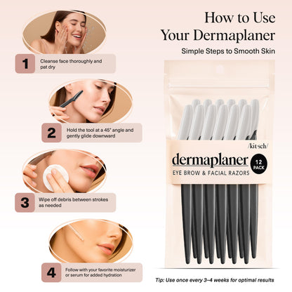 Kitsch Dermaplane Razor for Face & Eyebrow Trimmer – Exfoliating Facial Shaver, Terracotta (12 pcs)