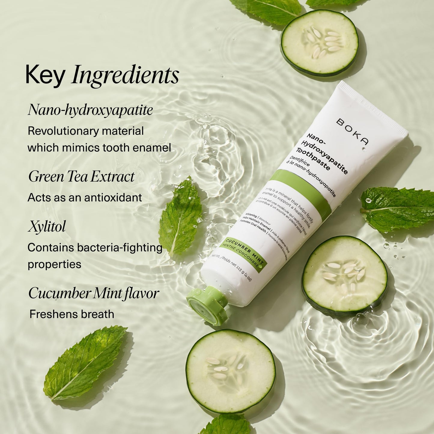 Boka Fluoride-Free Toothpaste with Nano Hydroxyapatite (n-Ha) - Sensitive Teeth, Ela Mint