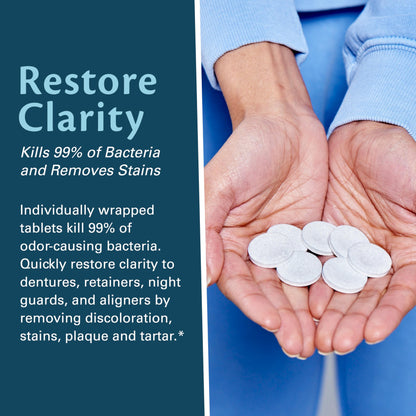 M3 Naturals Extra Strength Retainer & Invisalign Cleaner Tablets - Removes Odor, Stains, Plaque (120 Count)