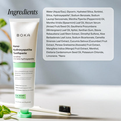 Boka Fluoride-Free Toothpaste with Nano Hydroxyapatite (n-Ha) - Sensitive Teeth, Ela Mint