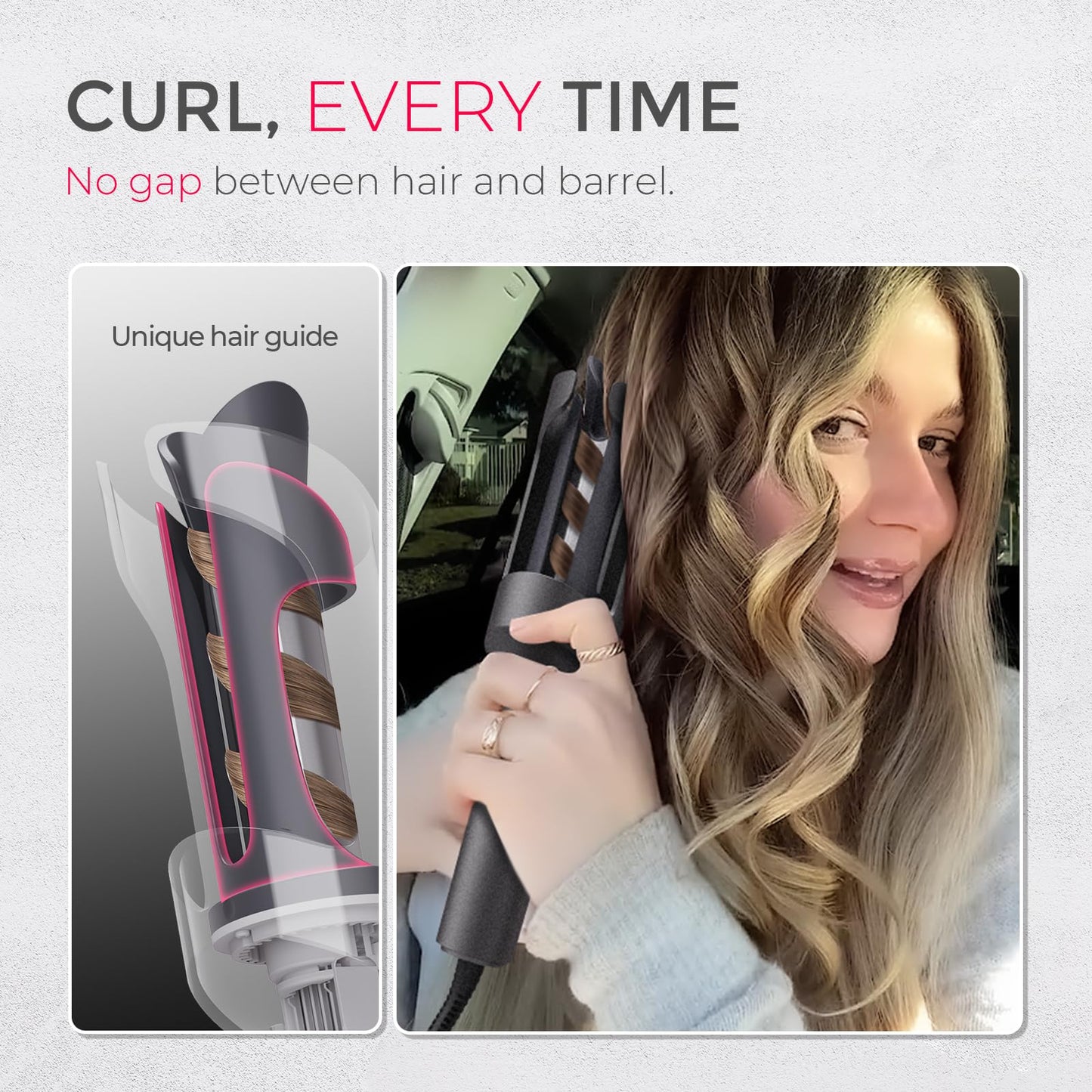 TYMO CURLPRO Automatic Rotating Curling Iron - Beach Waves, Anti-Scald Iron: 72H Beach Waves with Ions