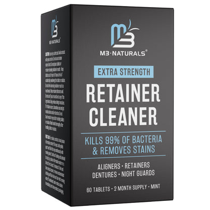 M3 Naturals Extra Strength Retainer & Invisalign Cleaner Tablets - Removes Odor, Stains, Plaque (120 Count)