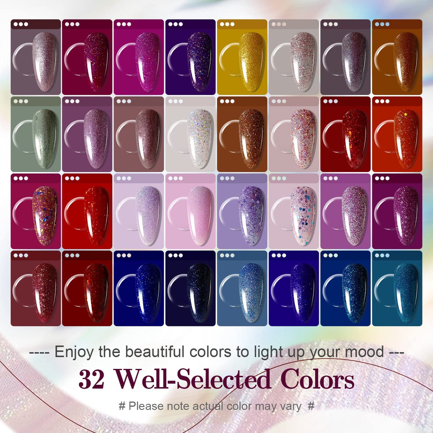 JODSONE 36 Pcs Gel Polish Kit: 32 Colors, Base & Top Coats | Gift Set