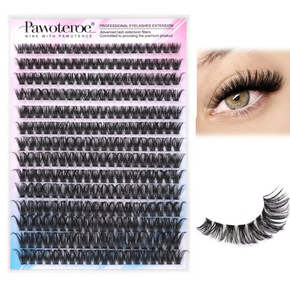 Pawotence Lash Extension Kit DIY 280pcs Lash Clusters Eyelash Extension Kit, 9-16mm 30D 40D Individual Lashes Kit with Lash Bond and Seal, Lash Tweezers for Self Use (30D&40D, 0.07D, 9-16mm, Kit)