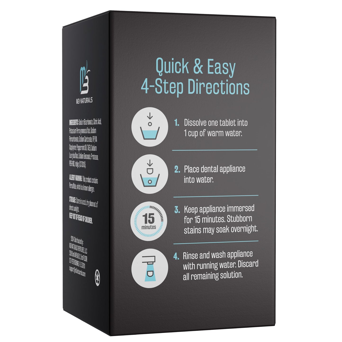 M3 Naturals Extra Strength Retainer & Invisalign Cleaner Tablets - Removes Odor, Stains, Plaque (120 Count)