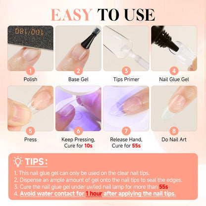 UNA GELLA Solid Gel Nail Glue (40ml) - Strong, Soak-Off Glue for Acrylic, Press-On & Gelly Tips - Lamp Curing Needed