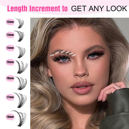 Pawotence Lash Extension Kit DIY 280pcs Lash Clusters Eyelash Extension Kit, 9-16mm 30D 40D Individual Lashes Kit with Lash Bond and Seal, Lash Tweezers for Self Use (30D&40D, 0.07D, 9-16mm, Kit)