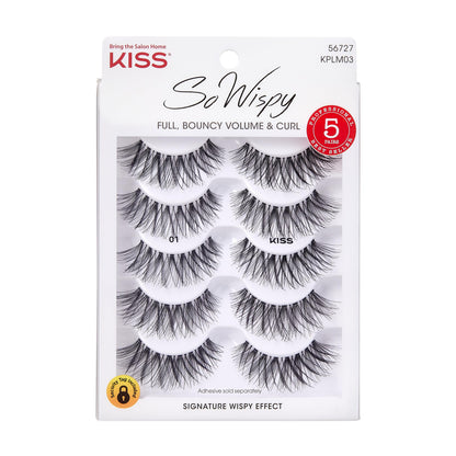KISS So Wispy, False Eyelashes, 'Style #11', 12mm, Includes 5 Pairs Of Lashes, Easy to Apply, Reusable Lash Clusters