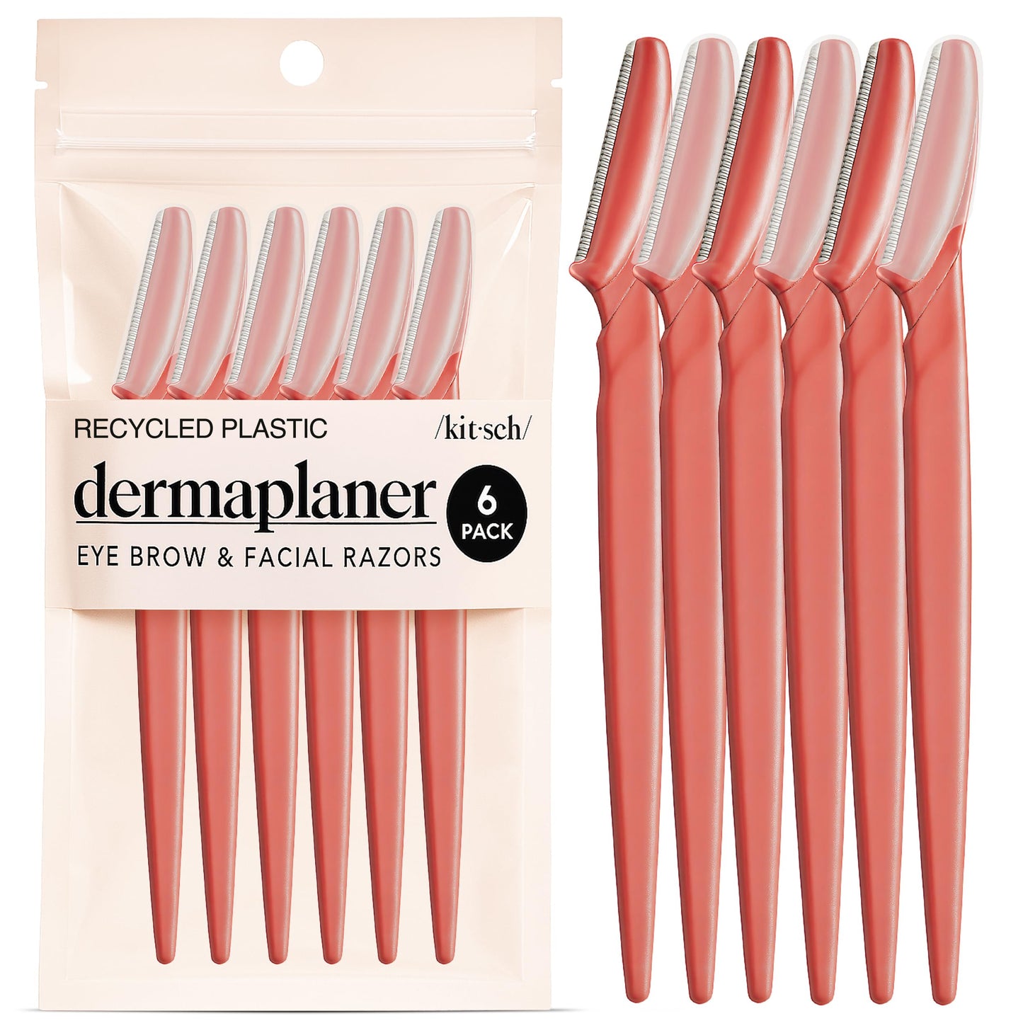 Kitsch Dermaplane Razor for Face & Eyebrow Trimmer – Exfoliating Facial Shaver, Terracotta (12 pcs)