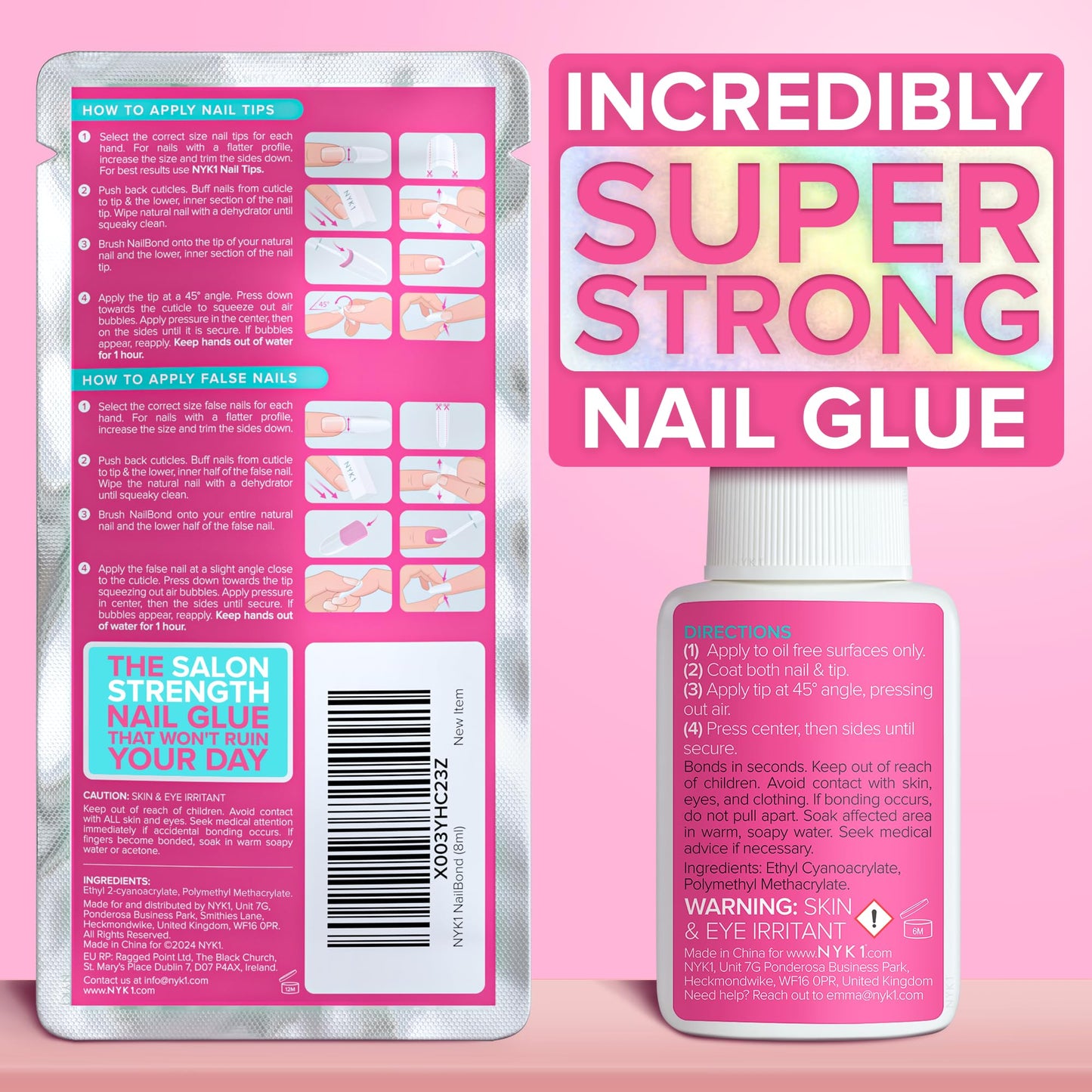 NYK1 NailBond Super Strong Brush On Nail Glue | Press Ons & Acrylics