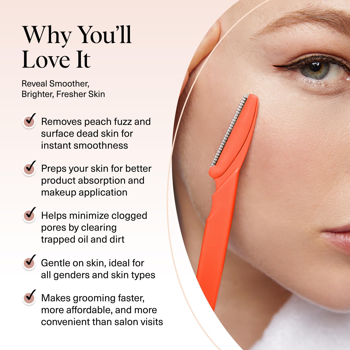 Kitsch Dermaplane Razor for Face & Eyebrow Trimmer – Exfoliating Facial Shaver, Terracotta (12 pcs)