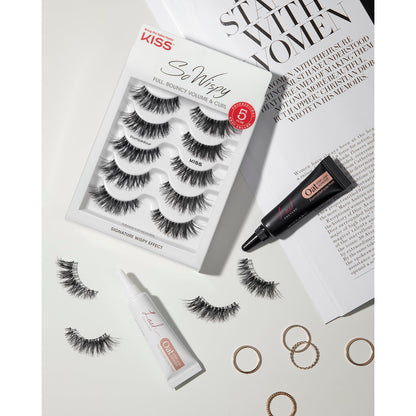 KISS So Wispy, False Eyelashes, 'Style #11', 12mm, Includes 5 Pairs Of Lashes, Easy to Apply, Reusable Lash Clusters