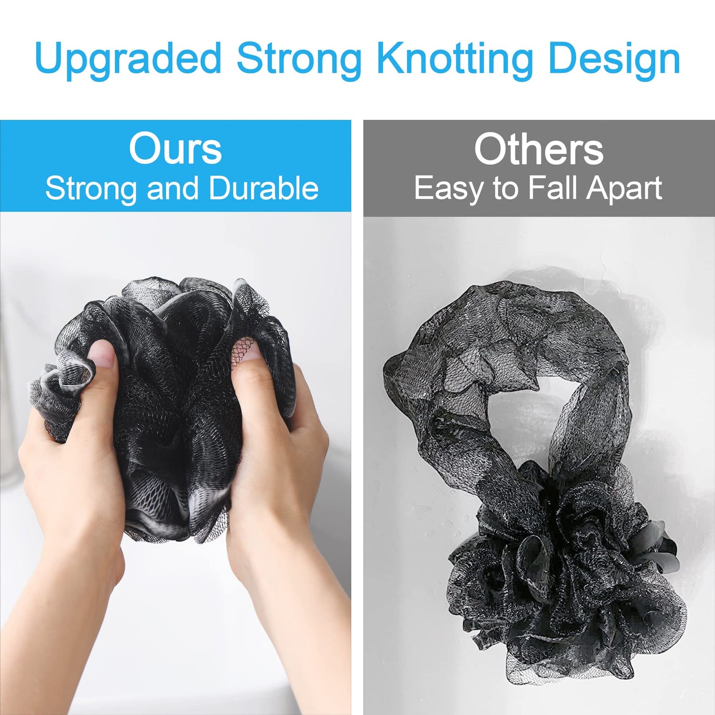 AmazerBath Loofah Sponge 75g/Piece, Exfoliating Bath Sponge Body Scrubber - Loofa Set of 4 Flower Color (Large, Green-Purple)