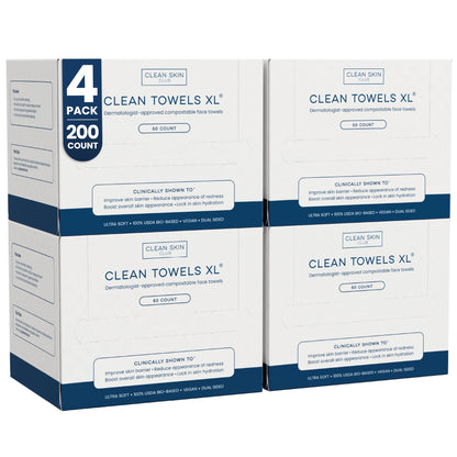 Clean Skin Club Clean Towels XL: 100% Biobased Disposable Face Towel for Clearer Skin