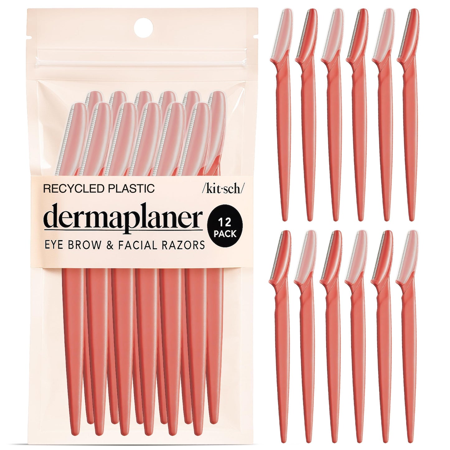 Kitsch Dermaplane Razor for Face & Eyebrow Trimmer – Exfoliating Facial Shaver, Terracotta (12 pcs)