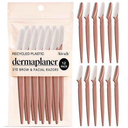 Kitsch Dermaplane Razor for Face & Eyebrow Trimmer – Exfoliating Facial Shaver, Terracotta (12 pcs)